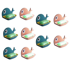 Kuber Industries Soap Stand for Bathroom Kitchen Sink Magic Stickers Wall Mounted (Set of 2 Pcs) Soap Dish Holder, Fish Design Random Color(Plastic) (Pack of 5)