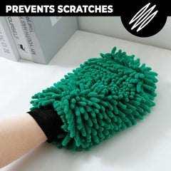 Homestic Pack of 2 Chenille Dry Mitt Gloves|Multi-Purpose Gloves for Kitchen, Home & Laptop Cleaning|Lint & Scratch Free|Super Absorbent|Extra Large But Light Weight |FH8059|Emerald Green