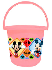 Kuber Industries Disney Mickey Minnie Print 2 Pieces Unbreakable Virgin Plastic Bathroom Bucket with Mug Set- Pink, (1 Pc 16 LTR Bucket & 1 Pc 500 ML Mug) -HS_35_KUBMARTS17922