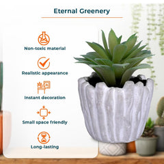 Kuber Industries Artificial Plants for Home D?cor|Natural Looking Indoor Fake Plants with Pot|Artificial Flowers for Decoration-Pack of 2 (Green)