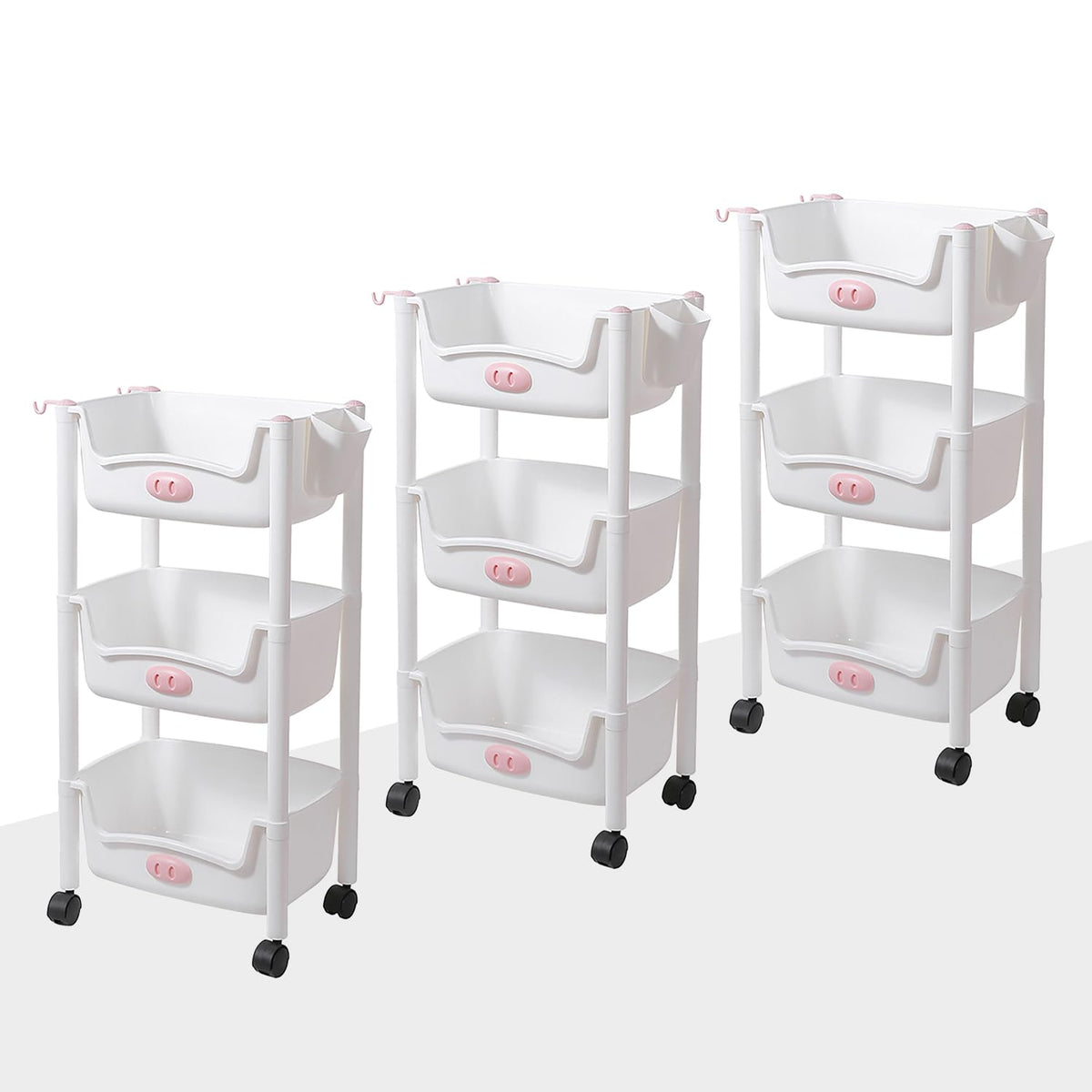 Kuber Industries (Set of 3) Slim Storage Organizer Rack | 3-Layer Rack for Storage | Laundry Organizers and Storage Racks | Side Rack for Kitchen | White