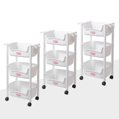 Kuber Industries (Set of 3) Slim Storage Organizer Rack | 3-Layer Rack for Storage | Laundry Organizers and Storage Racks | Side Rack for Kitchen | White