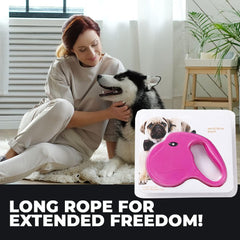 Kuber Industries Retractable Dog Leash|One Button Break with Safety Lock|Automatic & Non-Slip Handle|WINDOG-1092|Soft Padded Handle for Comfort Grip|Pet Training & Walking Accessory| Red (Pack of 5)