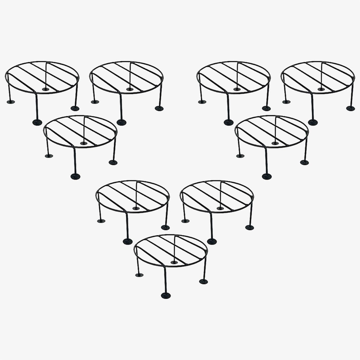 Kuber Industries Metal Pot Stand|Iron Flower Pot Stand for Outdoor Plants|Plant Stand for Balcony,Garden,Office,Set of 3,(Black) (Pack of 2)