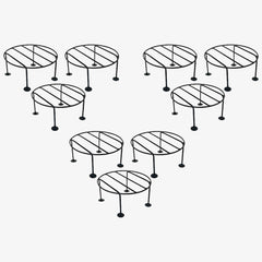 Kuber Industries Metal Pot Stand|Iron Flower Pot Stand for Outdoor Plants|Plant Stand for Balcony,Garden,Office,Set of 3,(Black) (Pack of 2)