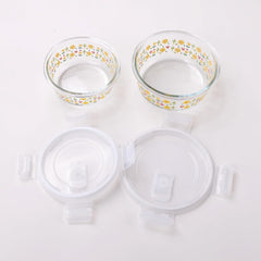 Urbane Home Pack of 2 Borosilicate Kitchen Containers set with Lid | Fridge Storage | Glass Containers with Lid | Microwave Safe | Leakproof | Airtight | Multipurpose | 370ml & 635ml |Transparent