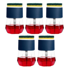 Kuber Industries Round Liquid Soap Dispenser for Kitchen | with Pump and 2 Sponge Scrubs | Plastic, Lightweight & Durable | Multipurpose Use, Ergonomic Design & Easy to Clean | Blue (Pack of 1)