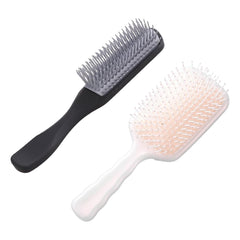 Heart Home Hair Brush | Flexible Bristles Brush | Hair Brush with Paddle | Straightens & Detangles Hair Brush | Suitable For All Hair Types | Hair Brush Styling Hair | Set of 2 | Beige & Black