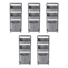 Kuber Industries Pack of 5 Multipurpose 3 Tier Laundry Basket | With Top handles | Toy Bucket | Easy to Use |MC2018-33 | Grey