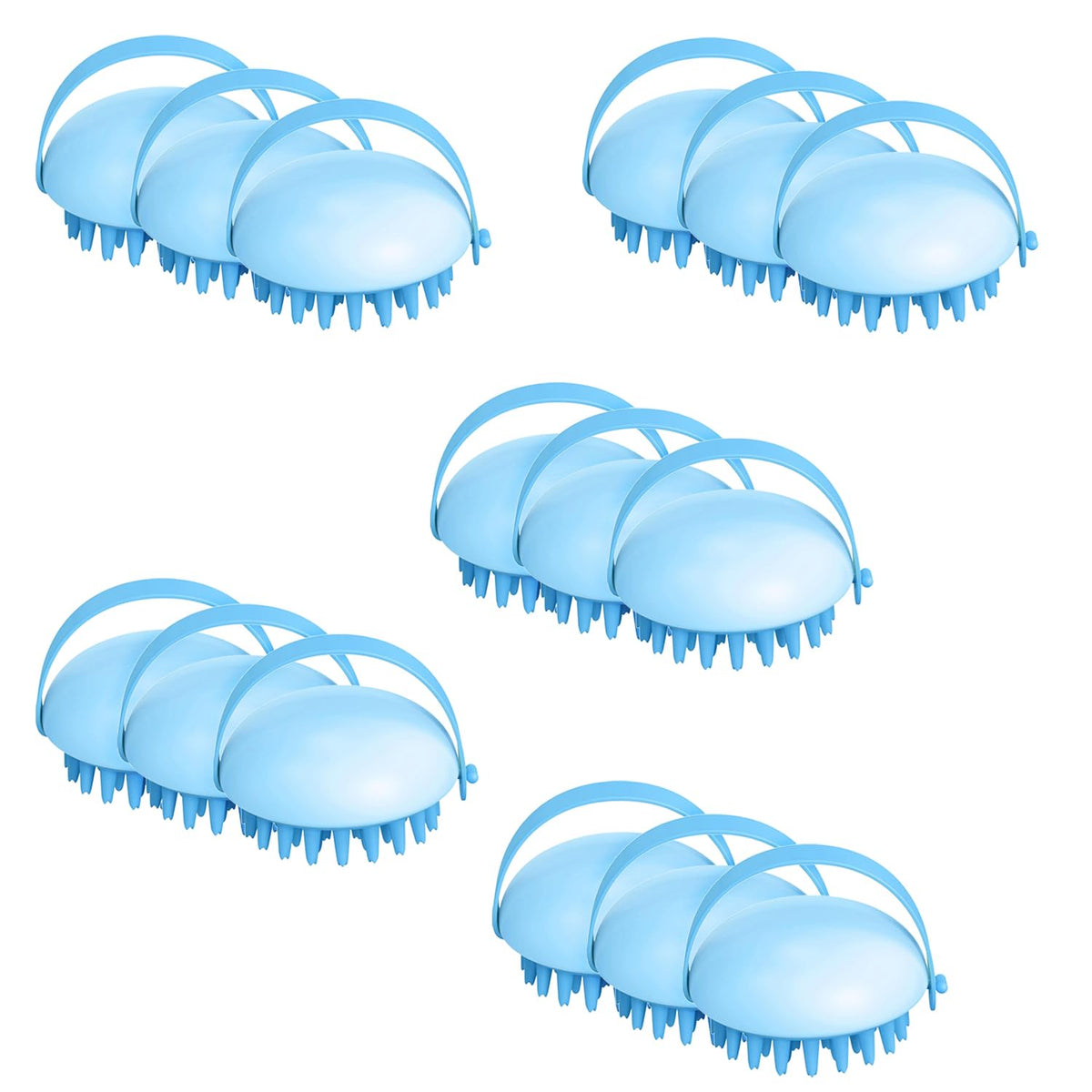 Kuber Industries Hair Massager Brush | Soft Silicone Bristles | Shampoo Brush for Hair Washing | Scalp Massager | Massager Brush For Dandruff | 15 Piece | Pack of 5 | XJBLEU | Blue