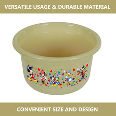 Kuber Industries Disney Bath Tub | Versatile Utility Gaint Tub | Plastic Bath Tub for Baby | Clothes Washing Tub for Bathroom | Feeding Pan Tub | TUB-25 LTR | Pack of 2 | Beige