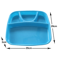 Heart Home Serving Plate|Plate Set for Dinner|Unbreakable Plastic Plates|Microwave Safe Plates|Food Organizer with 4 Partitions|Set of 2 (Sky Blue & Brown)