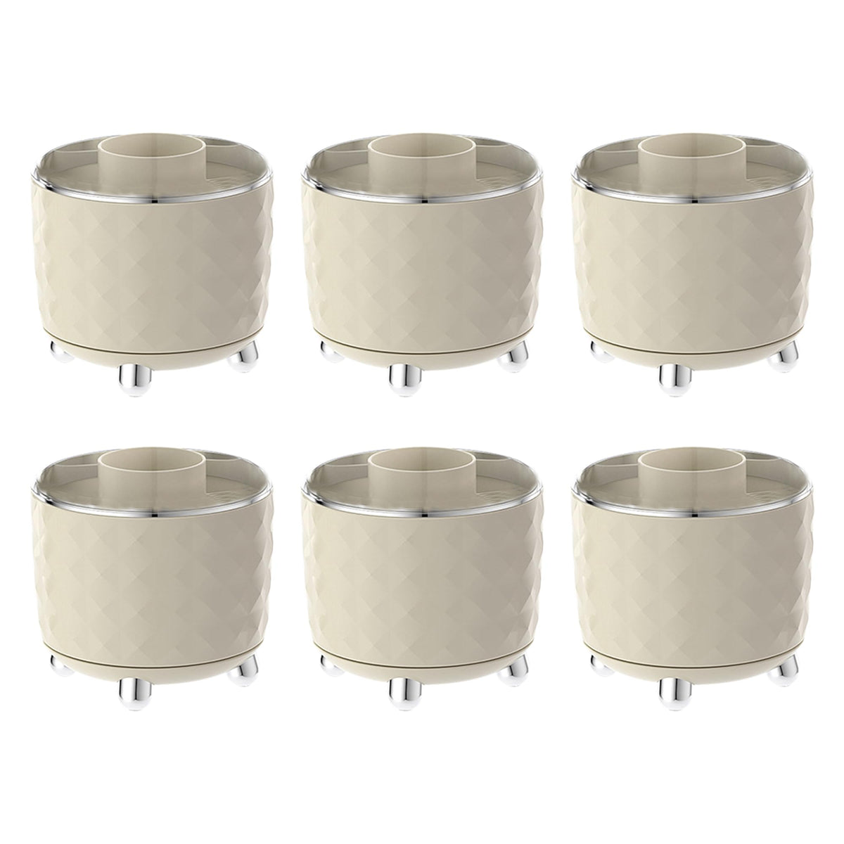 Kuber Industries Pack of 6 Multipurpose Storage Holder | Decorative Crystal Finish Stylish Look | Makeup Brush Holder | Desk Storage Container | YM.6698CS | Cream Silver