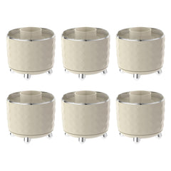 Kuber Industries Pack of 6 Multipurpose Storage Holder | Decorative Crystal Finish Stylish Look | Makeup Brush Holder | Desk Storage Container | YM.6698CS | Cream Silver
