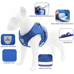 Kuber Industries Reflective Dog Harness with Adjustable Leash|Breathable Polyester Mesh Fabric |Small Size|HT-844|Comfortable No-Pull Grip|Quick Release Buckles|Easy On-Off Harness|Blue (Pack of 6)