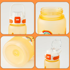 Kuber Industries Pack of 3 Kids Water Bottle With Straw |Sipper Water Bottle For Kids Boys Girls| Water Bottle with Locking Flip Lid | 800 ml |Orange | SYZ-7791B