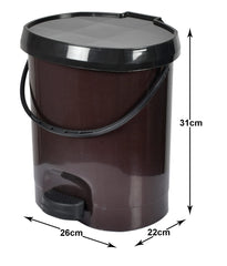 Heart Home Plastic Pedal Dustbin For Home, Kitchen, Office, Bathroom With Detachable Bucket, 10 Litre- Pack of 2 (Brown)-47HH0732