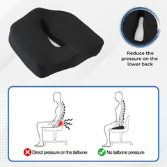 Kuber Industries Chair Cushions for Sitting | Piles Pillow Support & Pain Relief Seat | Height Increase Sitting Cushion for Driver | Tailbone Pain Relief Cushion for Office Chair | MD-S2-Black