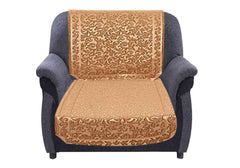Kuber Industries Leaf Design 6 Piece Velvet 5 Seater Sofa Cover Set - Gold