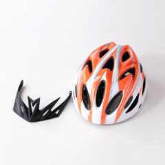 Kuber Industries Cycling Helmet with Detachable Visor|Helmet for Mountain, Road Bike & Skating|Breathable & Adjustable Bicycle Helmet|Ideal for Adults and Kids (Orange & White)