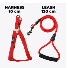 Kuber Industries Dog Harness For Medium Dogs & Leash Set|Premium Metal Hook|PDMGL-005-3|Comfortable Grip|Hand Spliced Belt For Added Strength |PDMGL-005-3| Soft Padding|Stylish Design |Red (Pack Of 3)