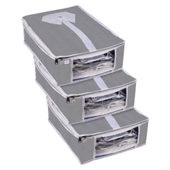 Heart Home Shirt Cover | Foldable & Durable Wardrobe Organizer | Non Woven Shirt Organizer for Home & Traveling with Transparent Window | Pack of 3 | Gray