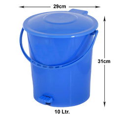 Kuber Industries Pedal Dustbin|Plastic Pedal Dustbin|Kitchen Waste Paper Bin|Dustbin For Bedroom|10 Liter Dustbin (Blue)