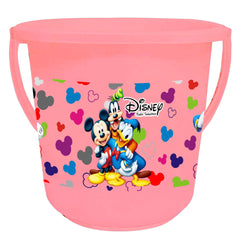 Kuber Industries Disney Team Mickey Print 2 Pieces Unbreakable Virgin Plastic Bathroom Bucket with Mug Set- Pink, (1 Pc 16 LTR Bucket & 1 Pc 500 ML Mug) -HS_35_KUBMARTS17481