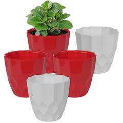 Heart Home Flower Pot | Flower Planter Pots for Indoor | Flower Pots for Outdoor | Pot for Garden & Balcony Flowering | Flower Plants Pot | Barfi Flower Pot | 6 Inch | Pack of 5 | Multi