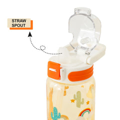 Kuber Industries Pack of 5 Kids Water Bottle With Straw |Sipper Water Bottle For Kids Boys Girls| Water Bottle with Locking Flip Lid | 650 ml | White | SYZ-7782A