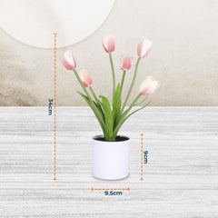 Kuber Industries Artificial Plants for Home D?cor|Natural Looking Indoor Fake Plants with Pot|Artificial Flowers for Decoration-Pack of 4 (Pink)