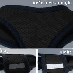Kuber Industries Reflective Dog Harness With Adjustable Leash|Breathable Polyester Mesh Fabric With Top carry Handle|Medium Size|HAT-818|Comfortable No-Pull Grip|QuickRelease Buckles|Black (Pack Of 4)