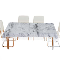 Heart Home Dining Table Cover | PVC Table Cloth Cover | 6-Seater Table Cloth | Table Protector Cover | Table Cover for Dining Table | New Flower Table Cover | 60x90 Inch | DTC | Gray