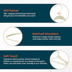 Kuber IndustriesVelvet Cloth Hanger Set of 10 with Chromed Plated Steel Hook (White)
