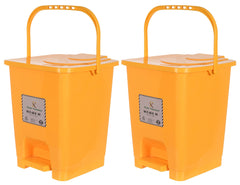 Kuber Industries Premium Plastic Pedal Dustbin 10 Ltr (Yellow)-Pack of 2