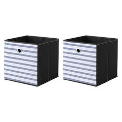 Kuber Industries Foldable Storage Basket|Square Toy Storage Bin|Front Grab Handle|Wardrobe, Closet Organizer (Navy Blue) (Pack Of 2)