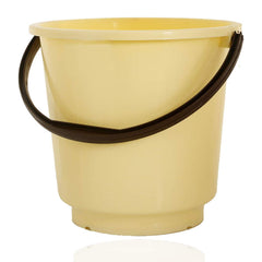 Kuber Industries Unbreakable Strong 6 Pieces Plastic Bathroom Bucket 16 LTR (Cream & Brown)-KUBMART11173