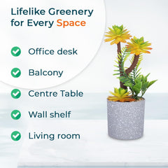 Kuber Industries Artificial Plants for Home Décor|Natural Looking Indoor Fake Plants with Pot|Artificial Flowers for Decoration-Pack of 3 (Yellow)