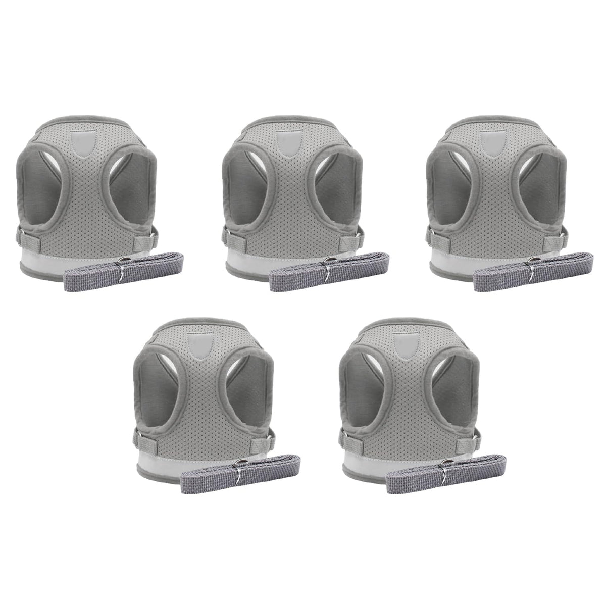 Kuber Industries Reflective Dog Harness With Adjustable Leash|Breathable Polyester Mesh Fabric |XL Size|HT-844|Comfortable No-Pull Grip|QuickRelease Buckles|Easy On - Easy Off Harness|Grey (Pack Of 5)