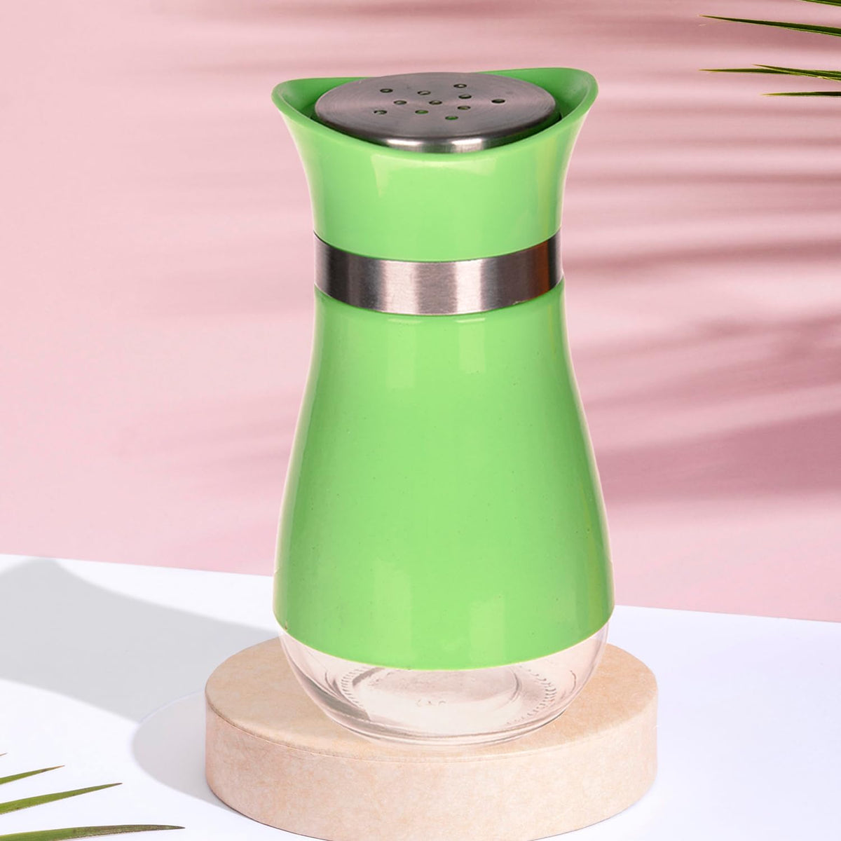 Heart Home Salt Shaker Box | Stainless Steel Pepper Shaker Box | Chilli Flakes Seasoning Sprinkler Box | Namak Daani | Dining Table Masala Box Dabbi | Green