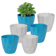 Heart Home Flower Pot | Flower Planter Pots for Indoor | Flower Pots for Outdoor | Pot for Garden & Balcony Flowering | Flower Plants Pot | Barfi Flower Pot | 6 Inch | Pack of 6 | Multi