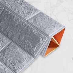 Kuber Industries Foam Brick Pattern 3D Wallpaper for Walls|Soft PE Foam|Easy to Peel, Stick & Remove DIY Wallpaper|Suitable on All Walls|Set of 5 Sheets, 70 cm X 77 cm (Pack of 1)