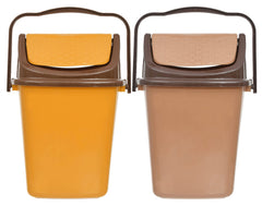 Kuber Industries Plastic Dustbin, Trashbin, Wastebin For Kitchen, Bathroom, Office Use With Swing Lid With Handle, 7 Liter- Pack of 2 (Yellow & Coffee)-47KM0854