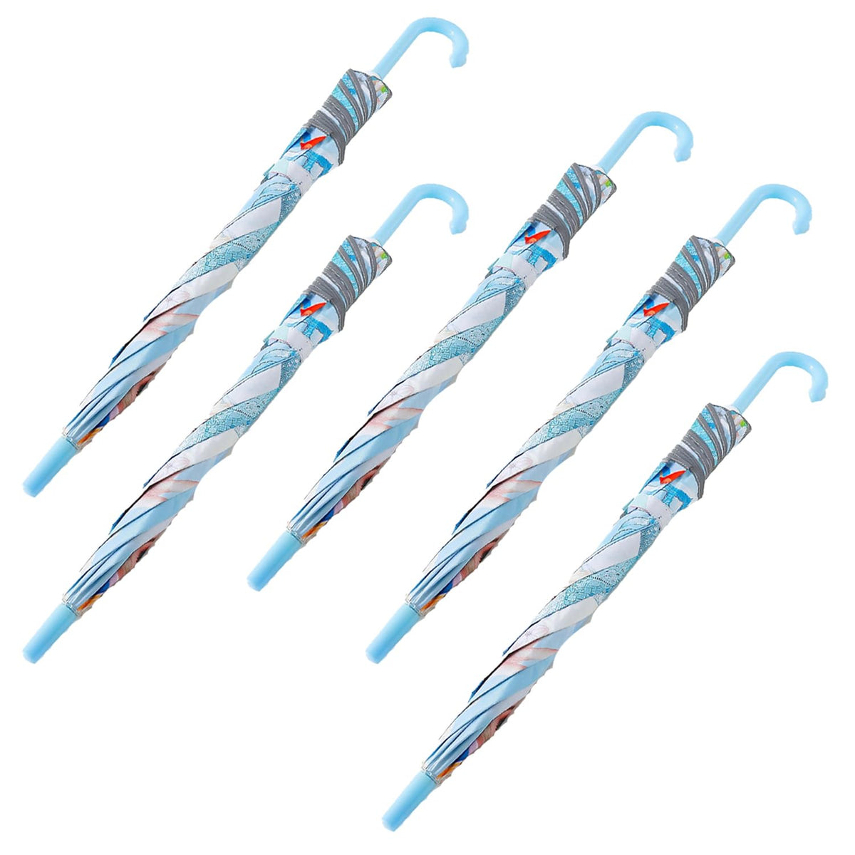 Kuber Industries Disney Frozen Print Umbrella For Kids|Automatic Umbrella For Rain-Pack of 5 (Sky Blue)