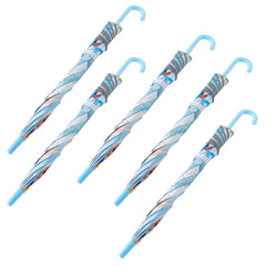 Kuber Industries Disney Frozen Print Umbrella For Kids|Automatic Umbrella For Rain-Pack of 5 (Sky Blue)
