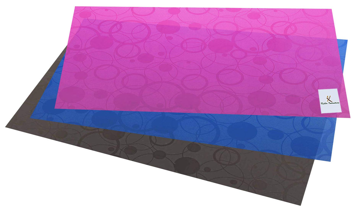 Kuber Industries Circle Design 3 Pieces PVC Refrigerator/Fridge Multipurpose Drawer Mat Set(Black, Blue, & Pink)-CTKTC32323,Multicolour,Standard