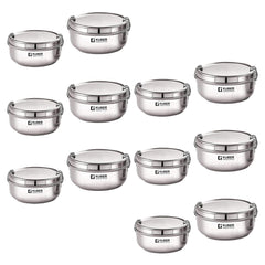 Kuber Industries Set of 2 Stainless Steel Food Pack Lunch Box with Locking ClipI 250 ml and 400 ml I Clip Tiffin Box I Office Home School Tiffin Dabba (Pack of 6)