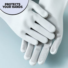 Kuber Industries Multi-Purpose Silicon Gloves For Kitchen Cleaning, Pet Grooming & Gardening|Reusable Gardening Gloves|Heat Resistant For Better Protection|Grey,Pack of5