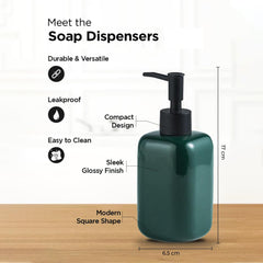 Kuber Industries Liquid Soap Dispenser | Handwash Soap Dispenser | Soap Dispenser for Wash Basin | Shampoo Dispenser Bottle | Bathroom Dispenser Bottle | 300 ML | Green