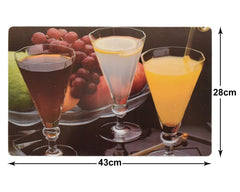 Kuber Industries Juice Glass Print PVC Table Mats/Placemat with 6 Coasters for Kitchen, Dining Table Set of 6 (Brown) 54KM4380